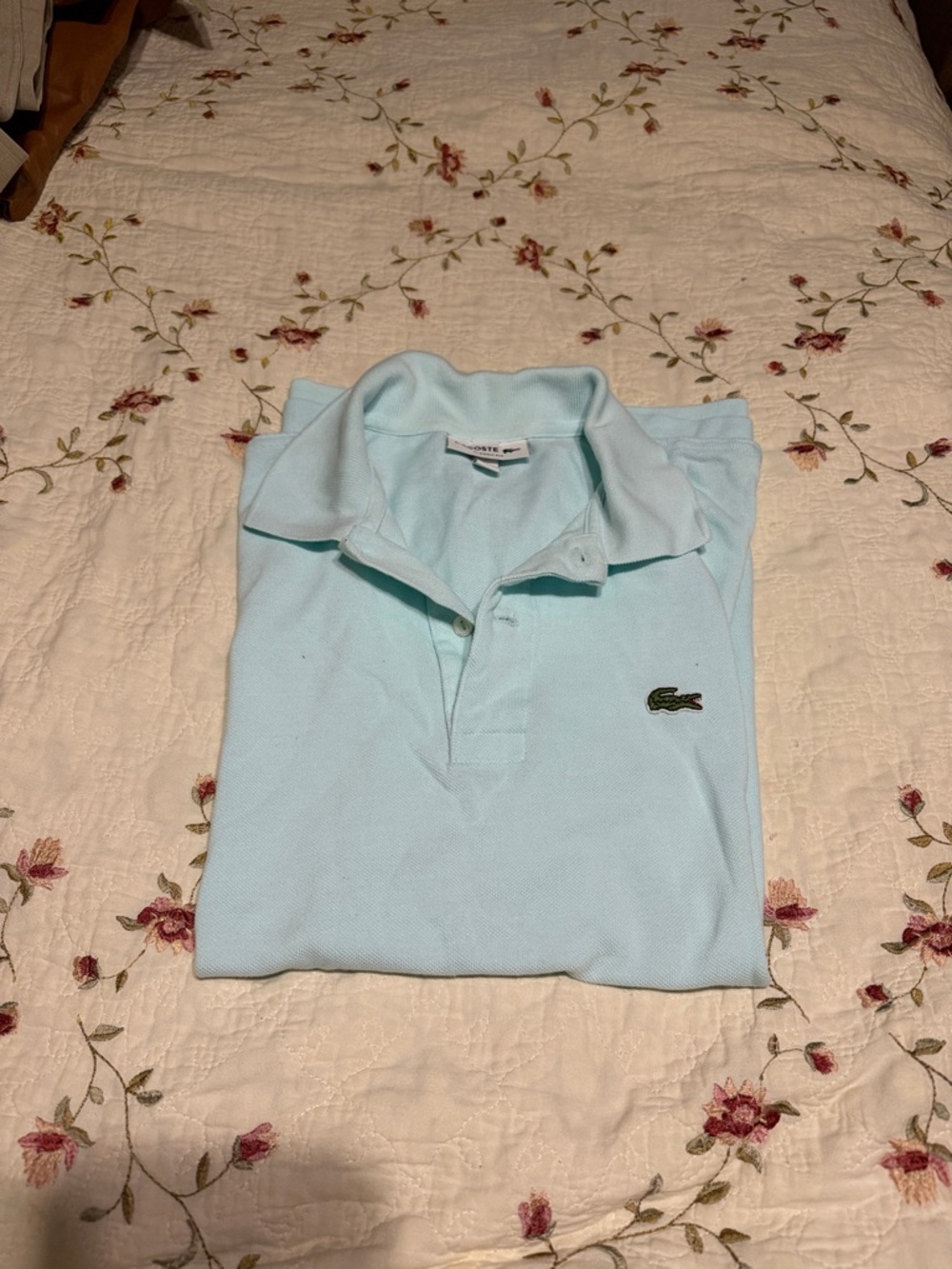 Lacoste Pale Blue Pique Polo Shirt with Crocodile Emblem
